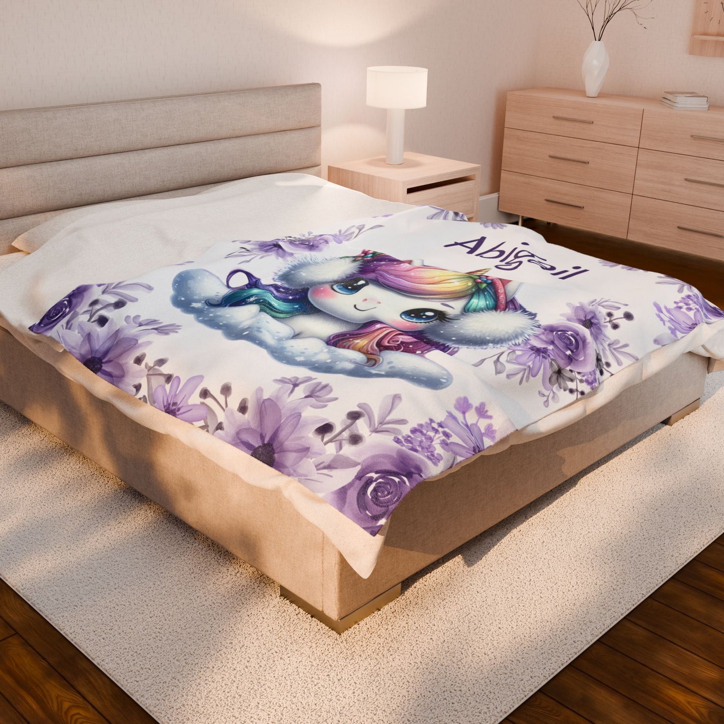 Personalized Unicorn Plush Blanket, Cozy Comfort for Kids, Custom Name Gift, Soft Throw Blanket, Perfect for Birthdays & Baby Showers