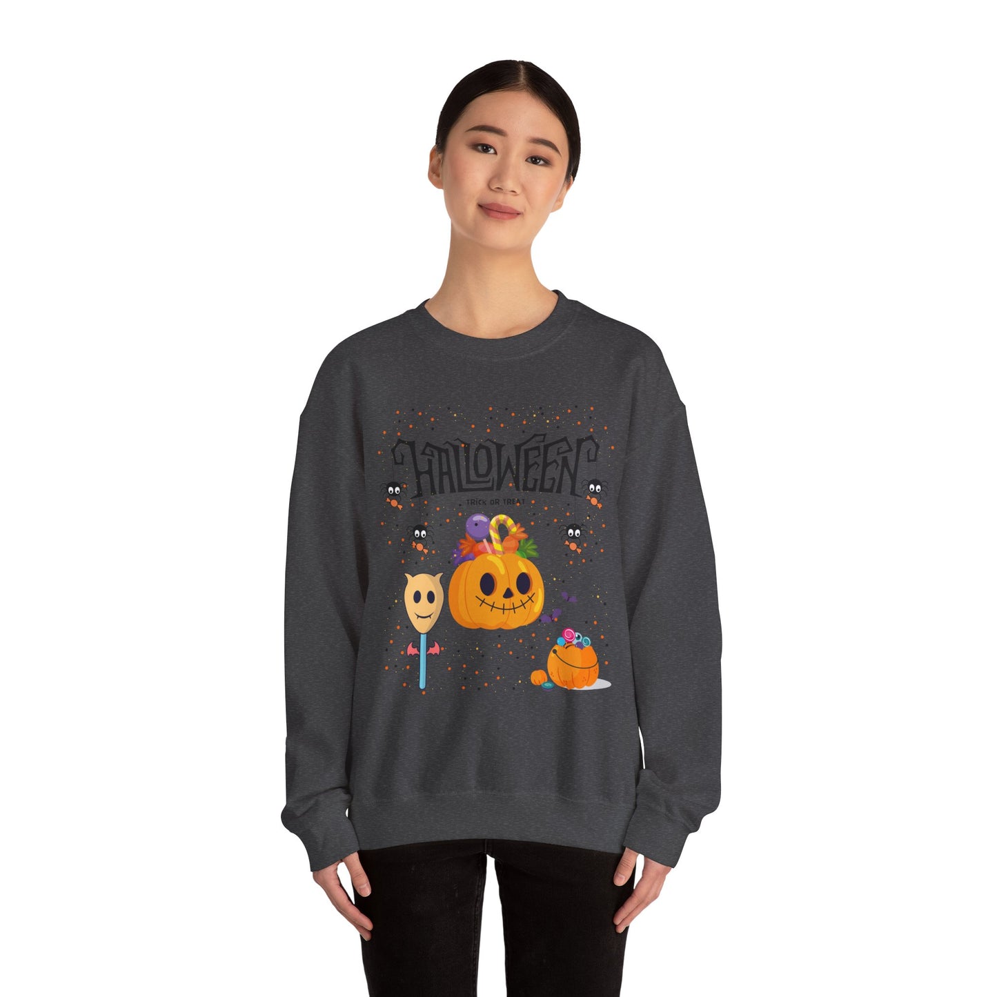 Halloween Themed Unisex Crewneck Sweatshirt, Cozy Fall Apparel, Gifting, Festive Wear, Halloween Decorations, Pumpkin Design