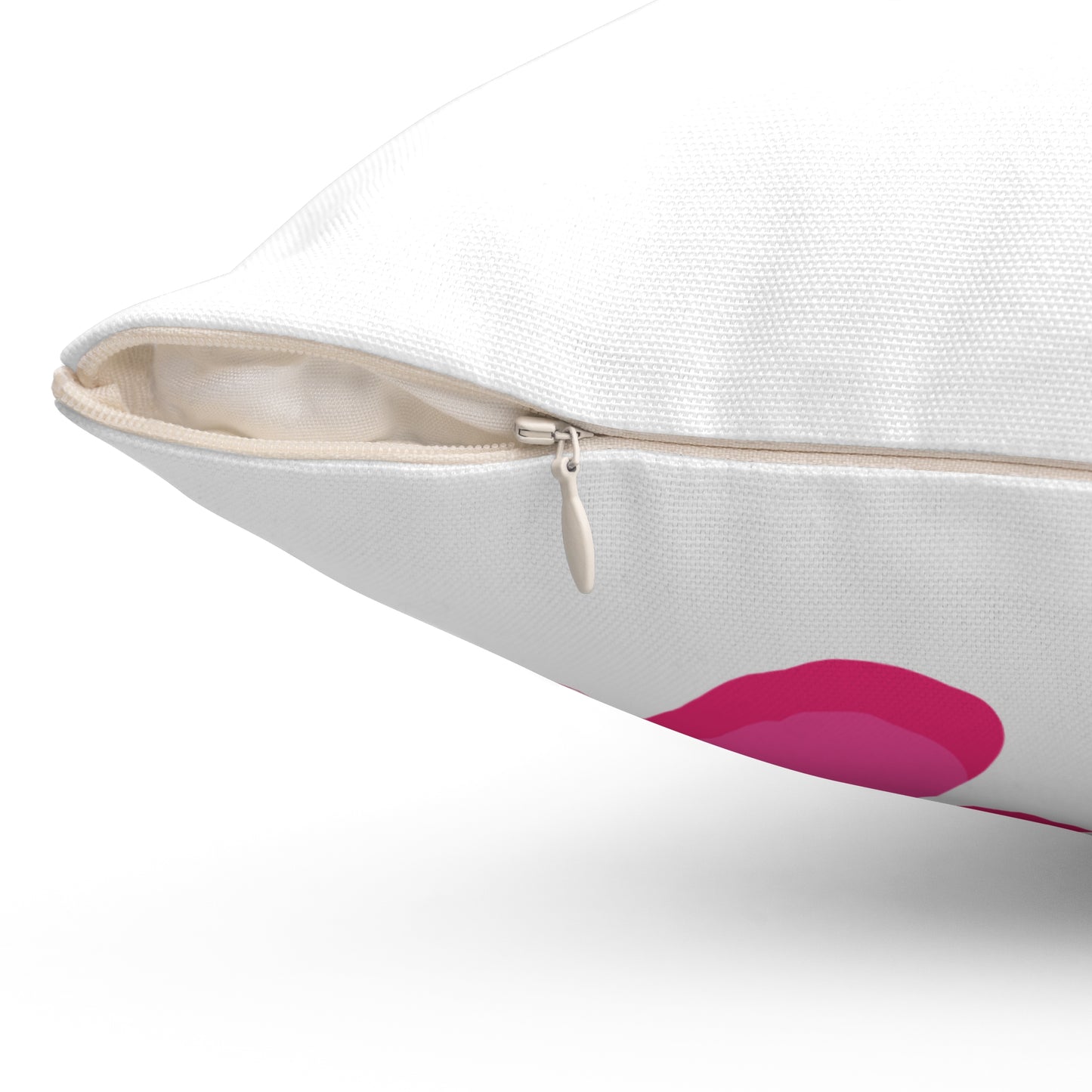 Pink fish with open mouth and kiss Spun Polyester Square Pillow