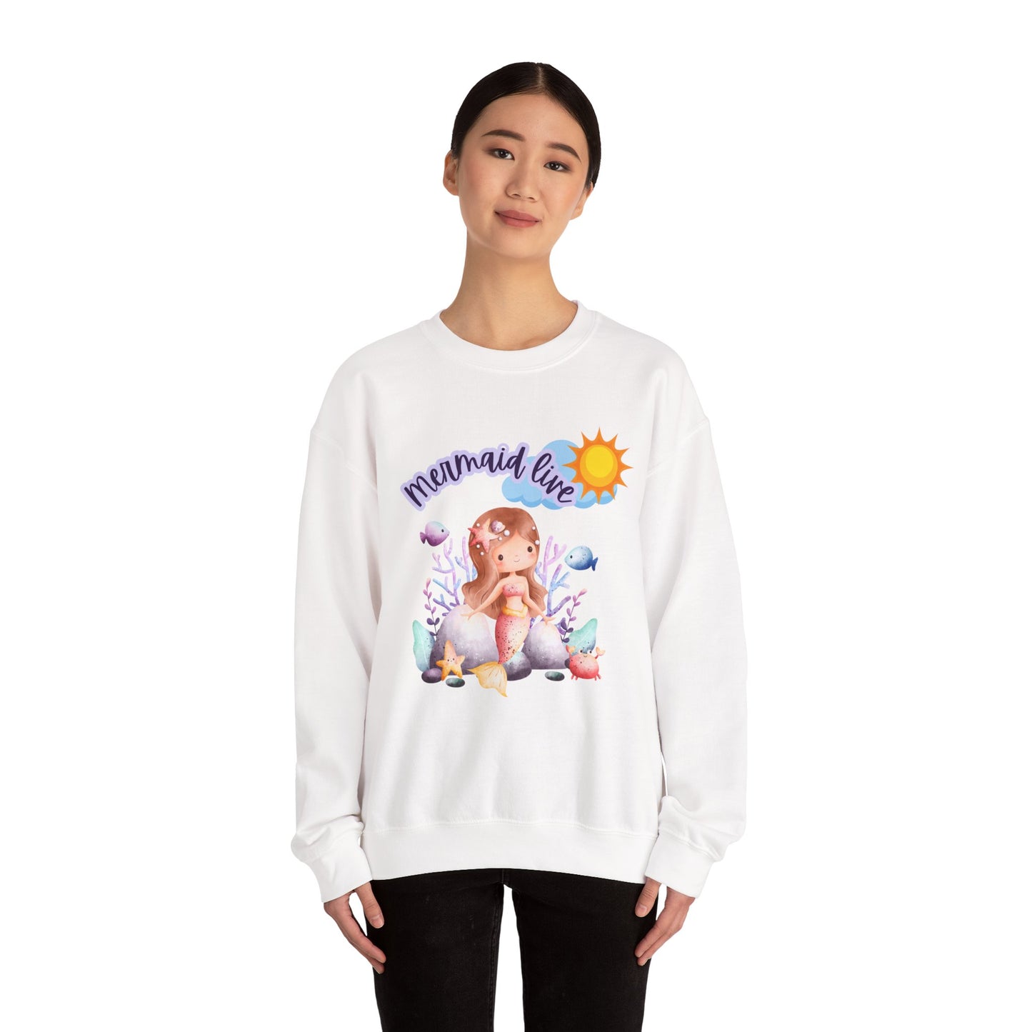 Mermaid Vibes Crewneck Sweatshirt | Cozy Gift for Sea Lovers, Beach Days, Casual Wear, Birthday, Summer