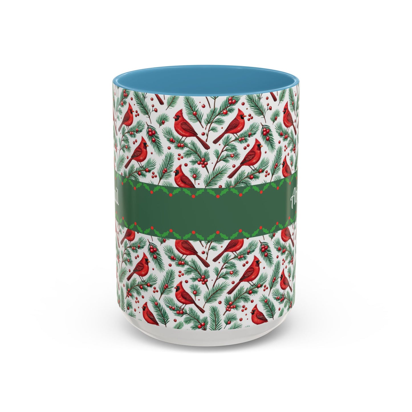 Personalized Holiday Coffee Mug, Festive Cardinal Mug, Custom Name Mug, Christmas Gift, Winter Decor, Drinkware