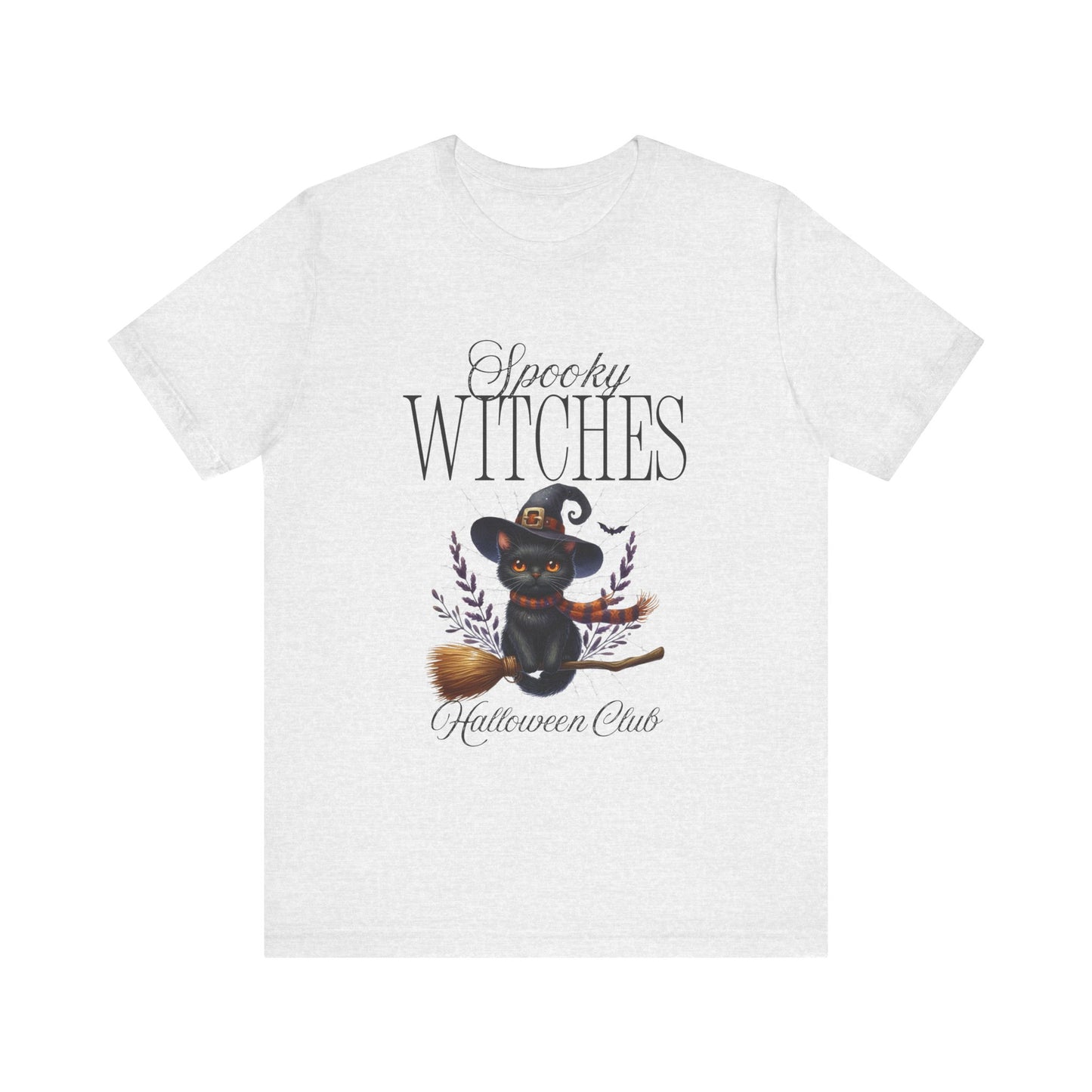 Spooky Witches Halloween Tee, Unisex Short Sleeve Shirt, Witch T-Shirt, Halloween Costume Top, Cat Lovers Gift, Fall Fashion