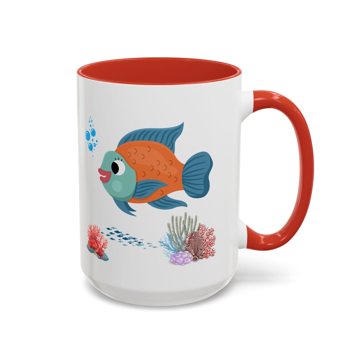 Orange and blue fish with coral and bubble Coffee Mug