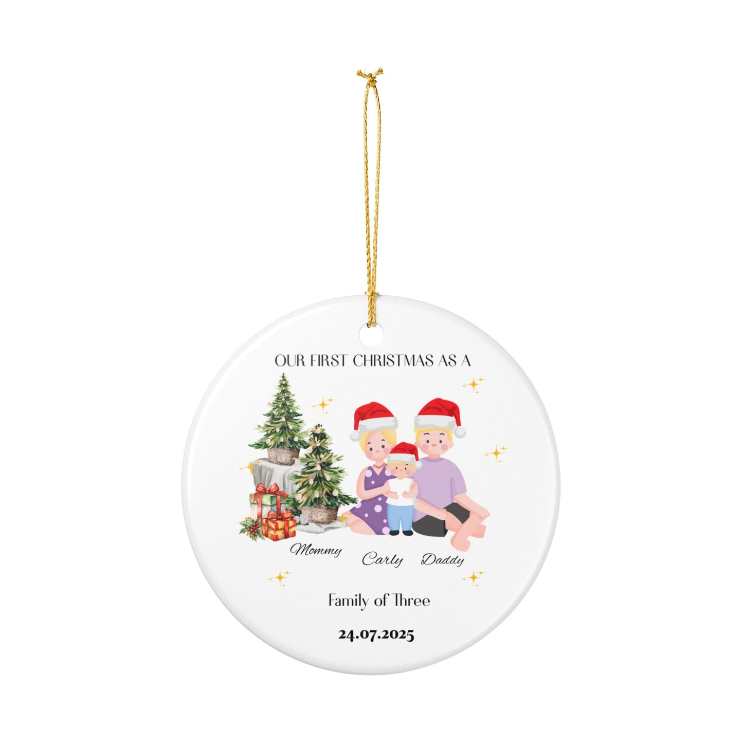 Custom Family Christmas Ornament - Our First Christmas as a Family, Holiday Decor, Personalized Gift, Keepsake Decoration, Xmas Ornament