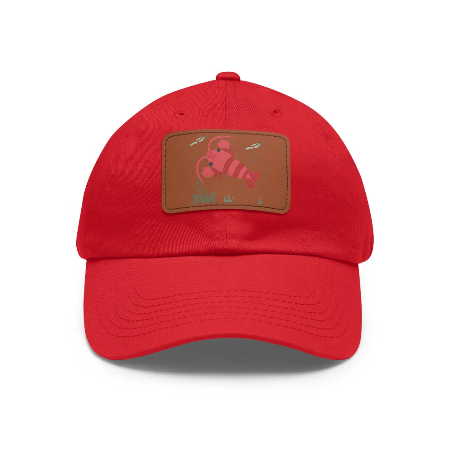 Red crayfish in an aquatic environment Dad Hat with Leather Patch (Rectangle)