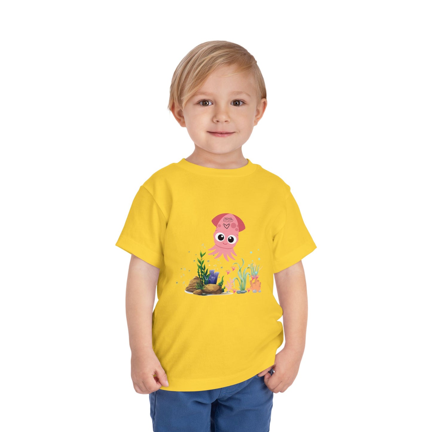 Adorable Pink Octopus Toddler Tee, Kids Beach Shirt, Summer Outfit, Birthday Gift, Animal Lover Top