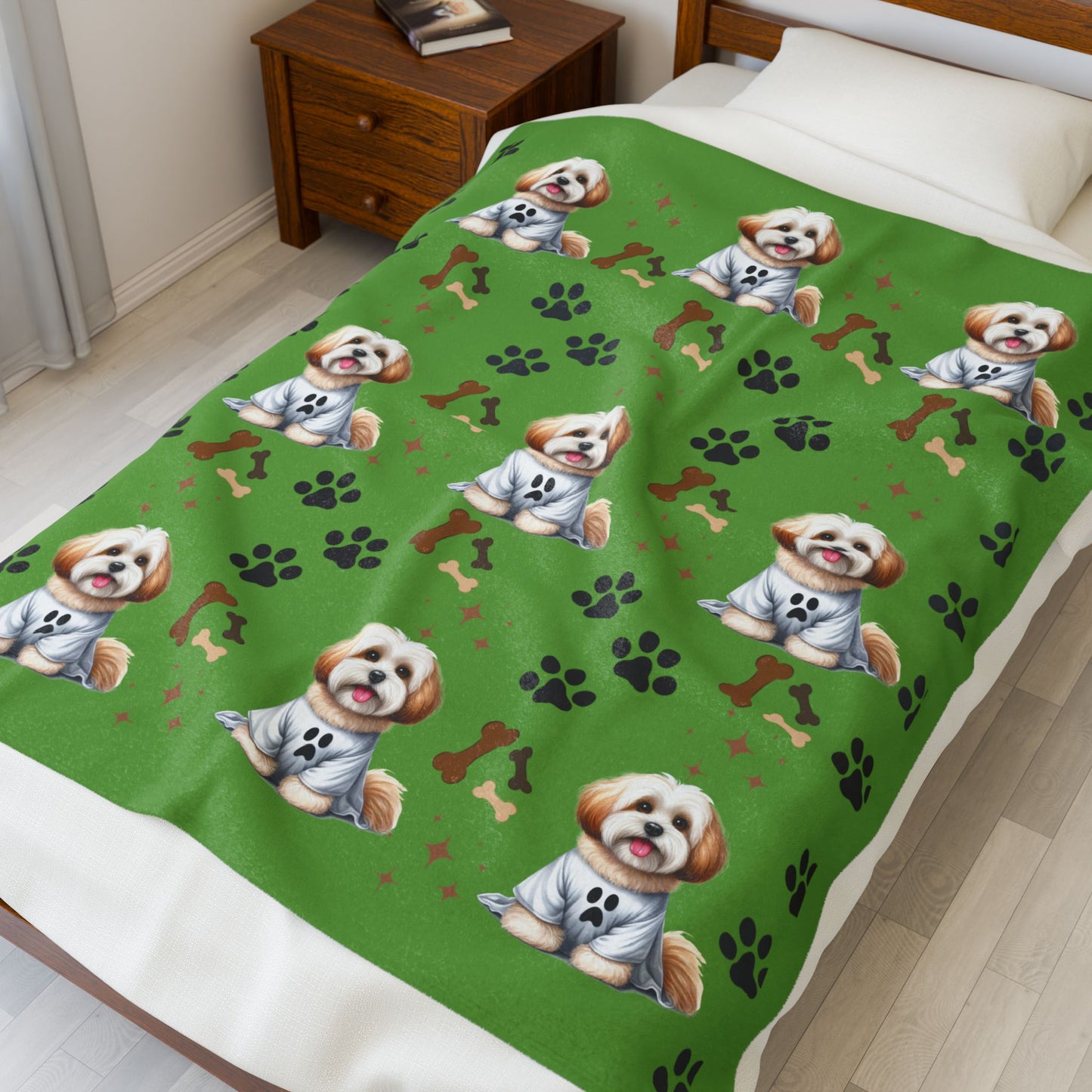 Cute Dog-Themed Velveteen Plush Blanket for Pet Lovers, Perfect for Cozy Nights, Dog Decor, Gifts for Dog Owners, Soft Throw Blanket