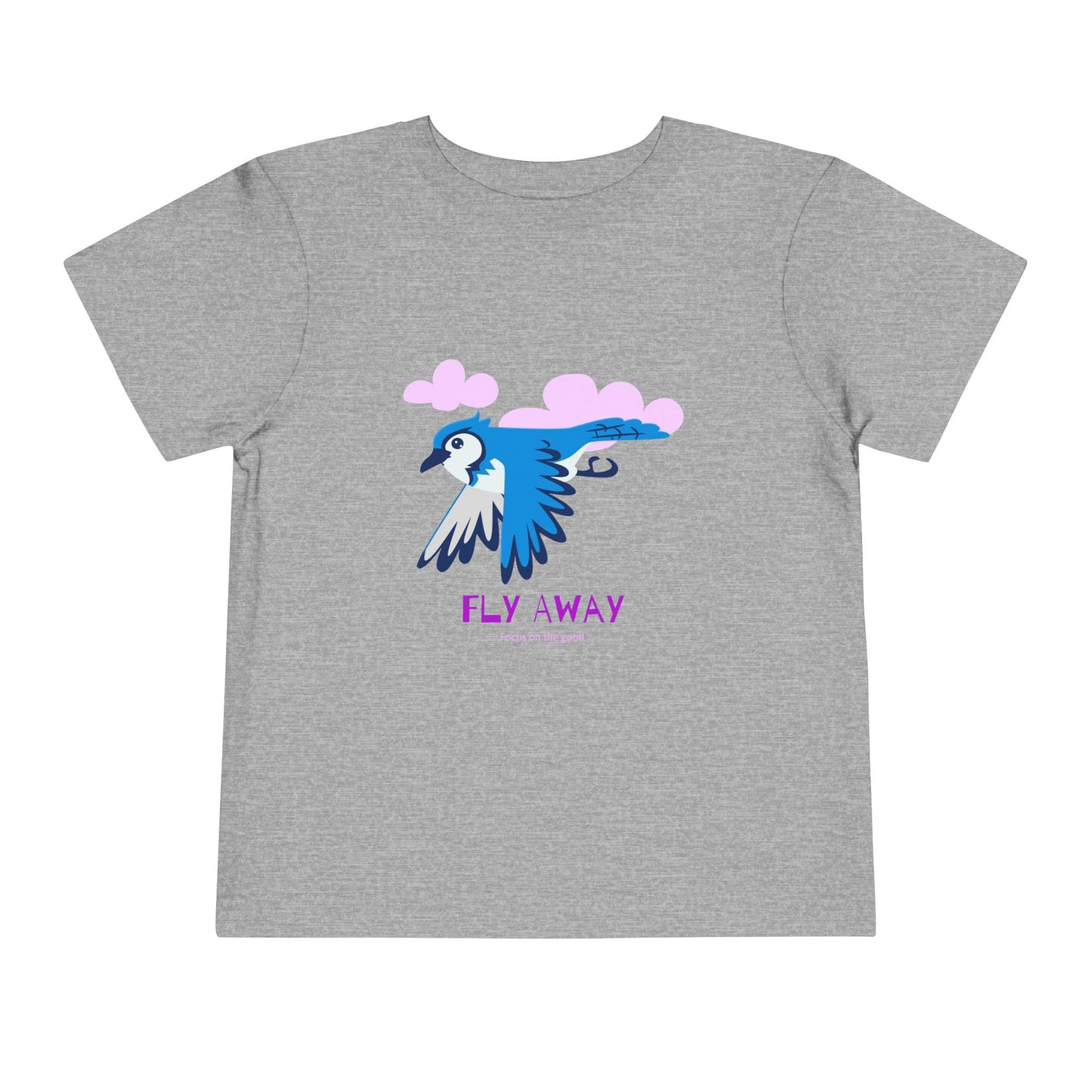 Toddler Short Sleeve Tee with ‘Fly Away’ Design, Cute Kids Shirt, Baby Gift, Playful Toddler Wear, Summer Outfit, Bird Graphic Tee