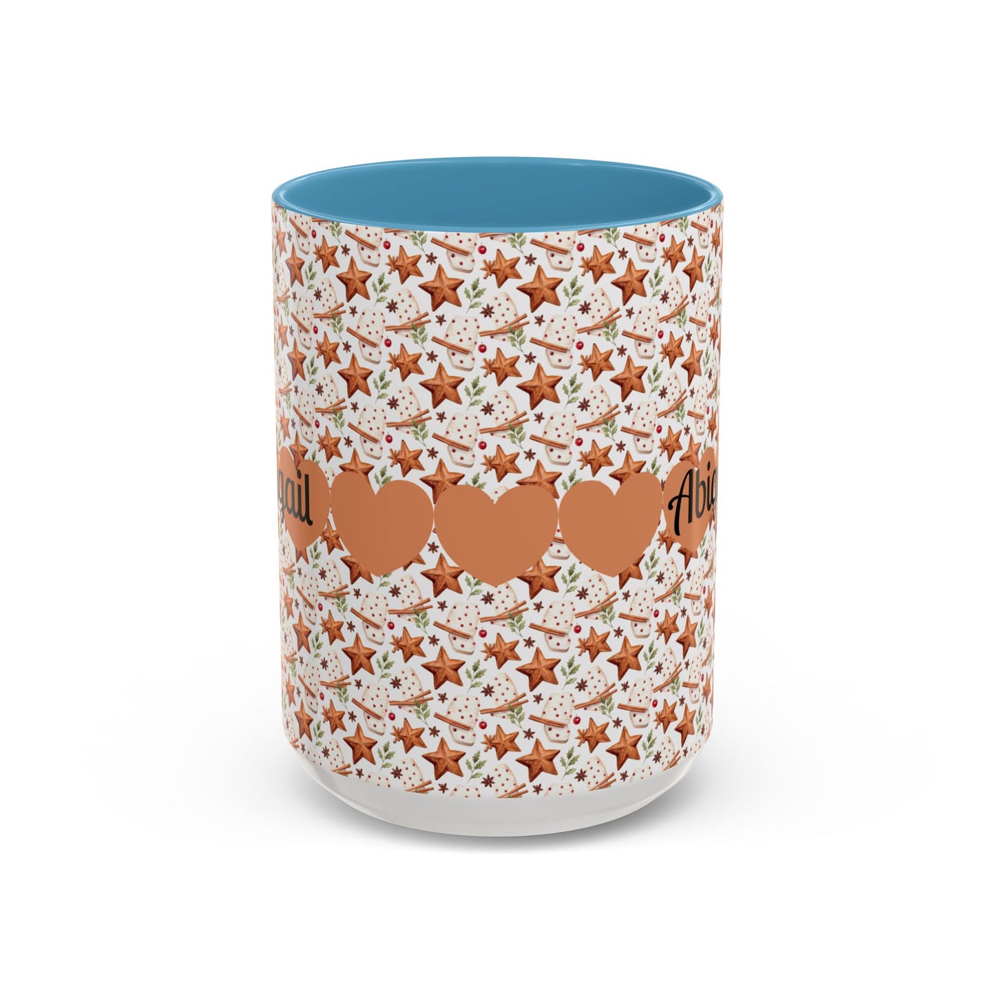 Personalized Accent Coffee Mug - Custom Gift, Floral Design, Heart Motif, Perfect for Birthdays, Anniversaries, Holidays