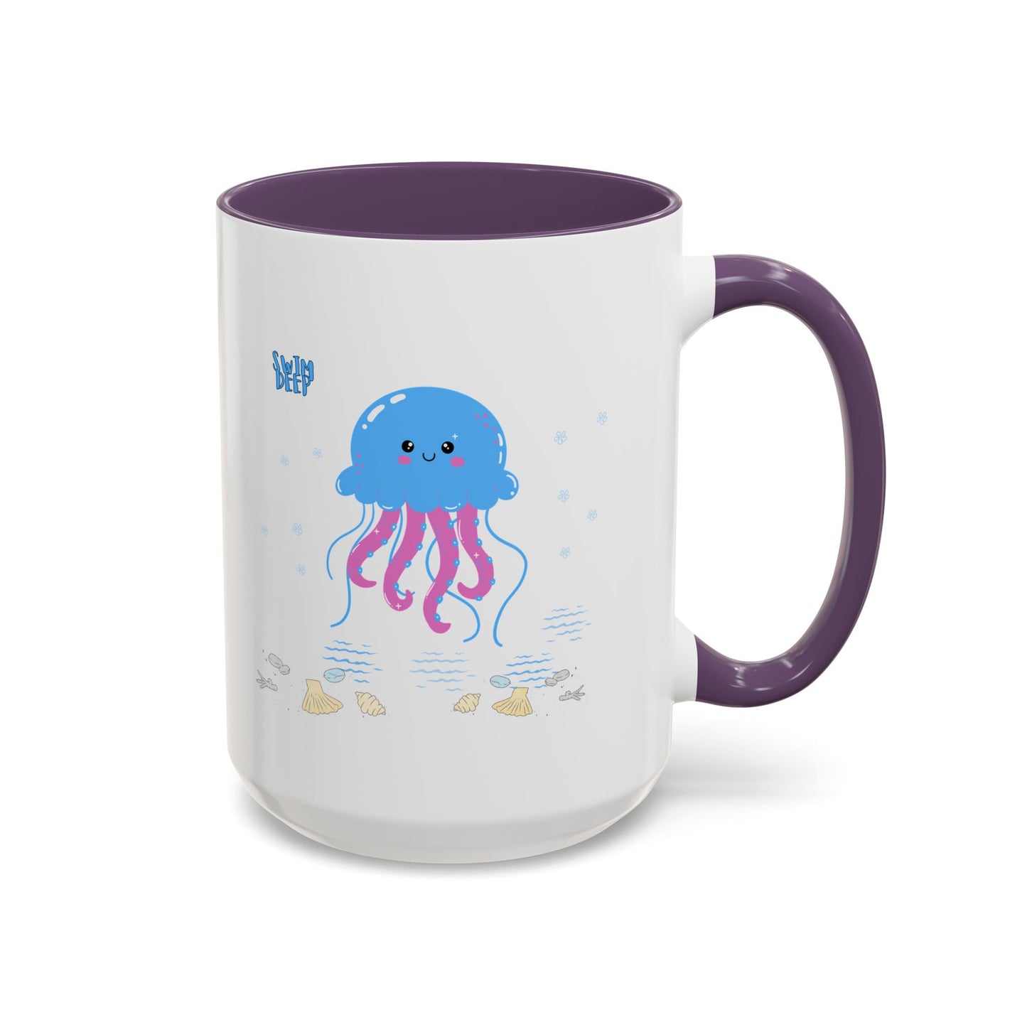 Blue jellyfish with pink tentacles Coffee Mug