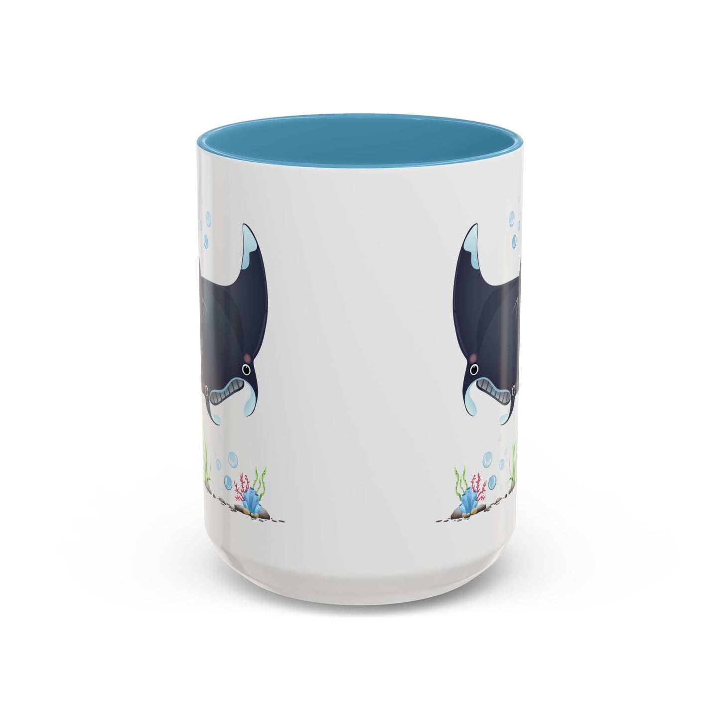 Manta ray with bubbles and coral reef Coffee Mug