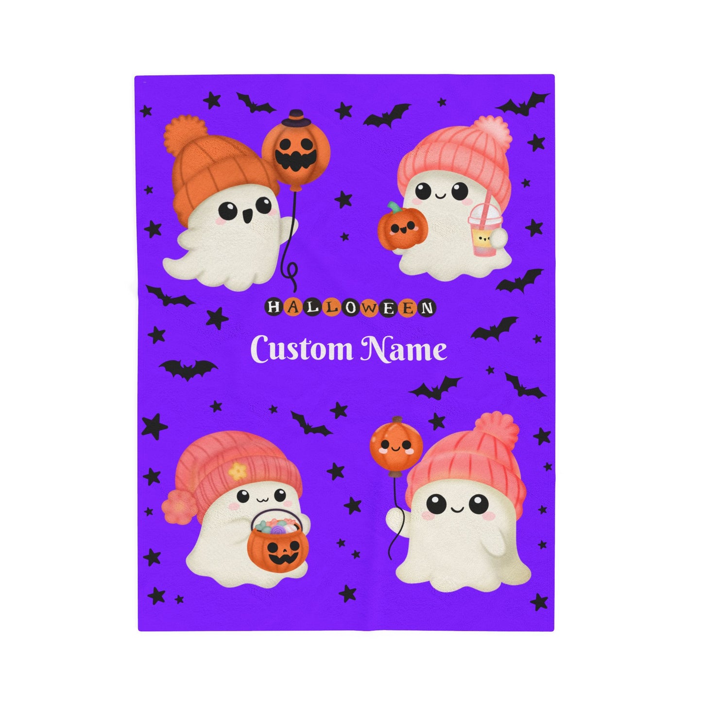 Halloween Ghost Plush Blanket | Cozy Home Decor for Fall, Kids' Room, Spooky Season, Gift Idea, Cute Throw