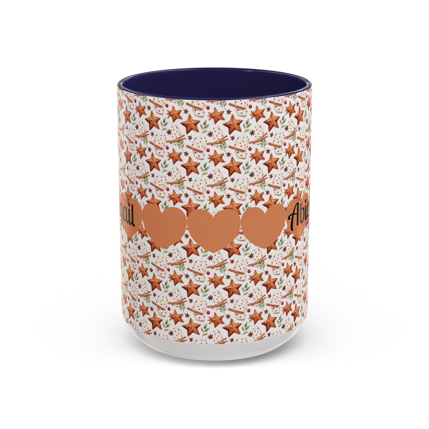 Personalized Accent Coffee Mug - Custom Gift, Floral Design, Heart Motif, Perfect for Birthdays, Anniversaries, Holidays
