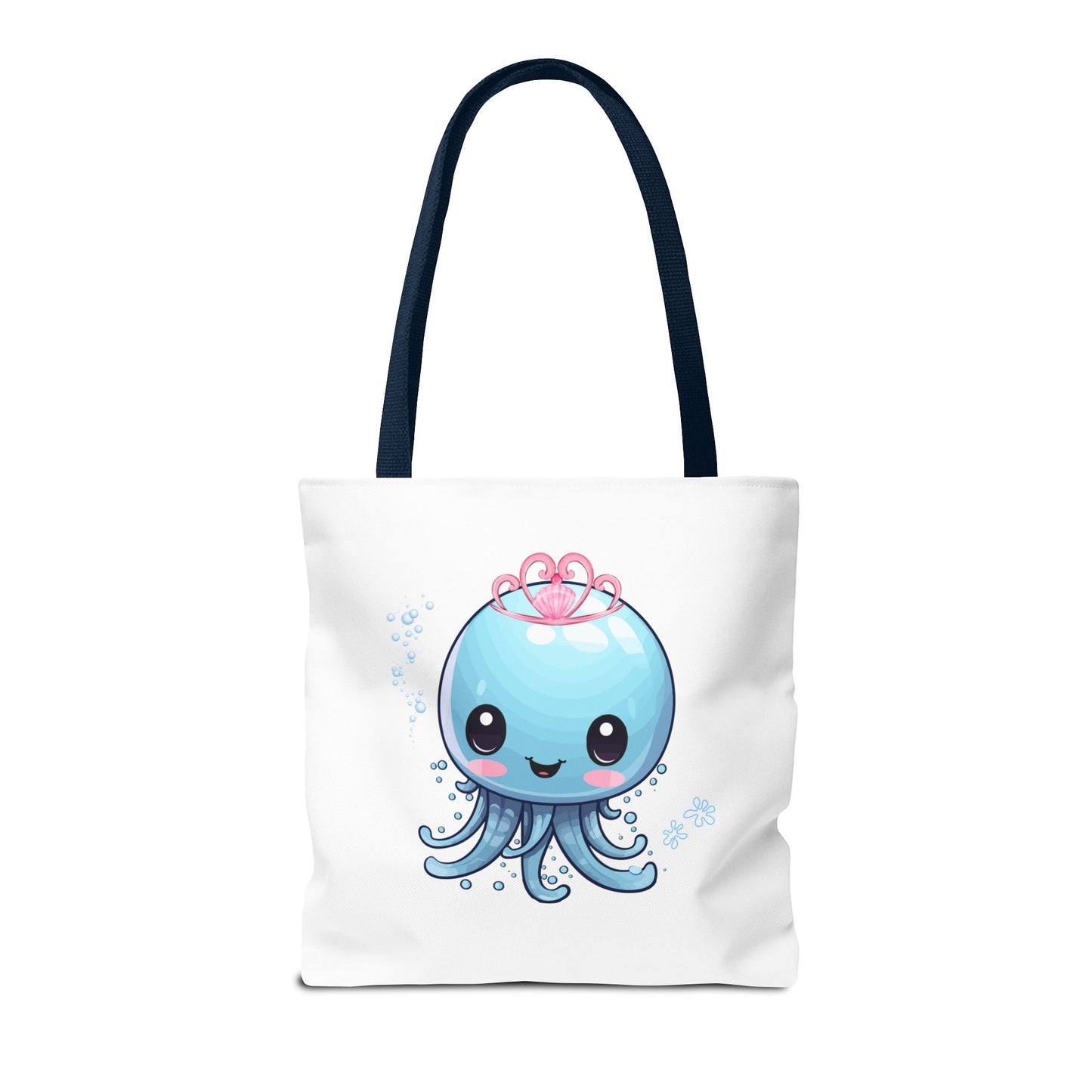Blue jellyfish with a pink tiara Tote Bag