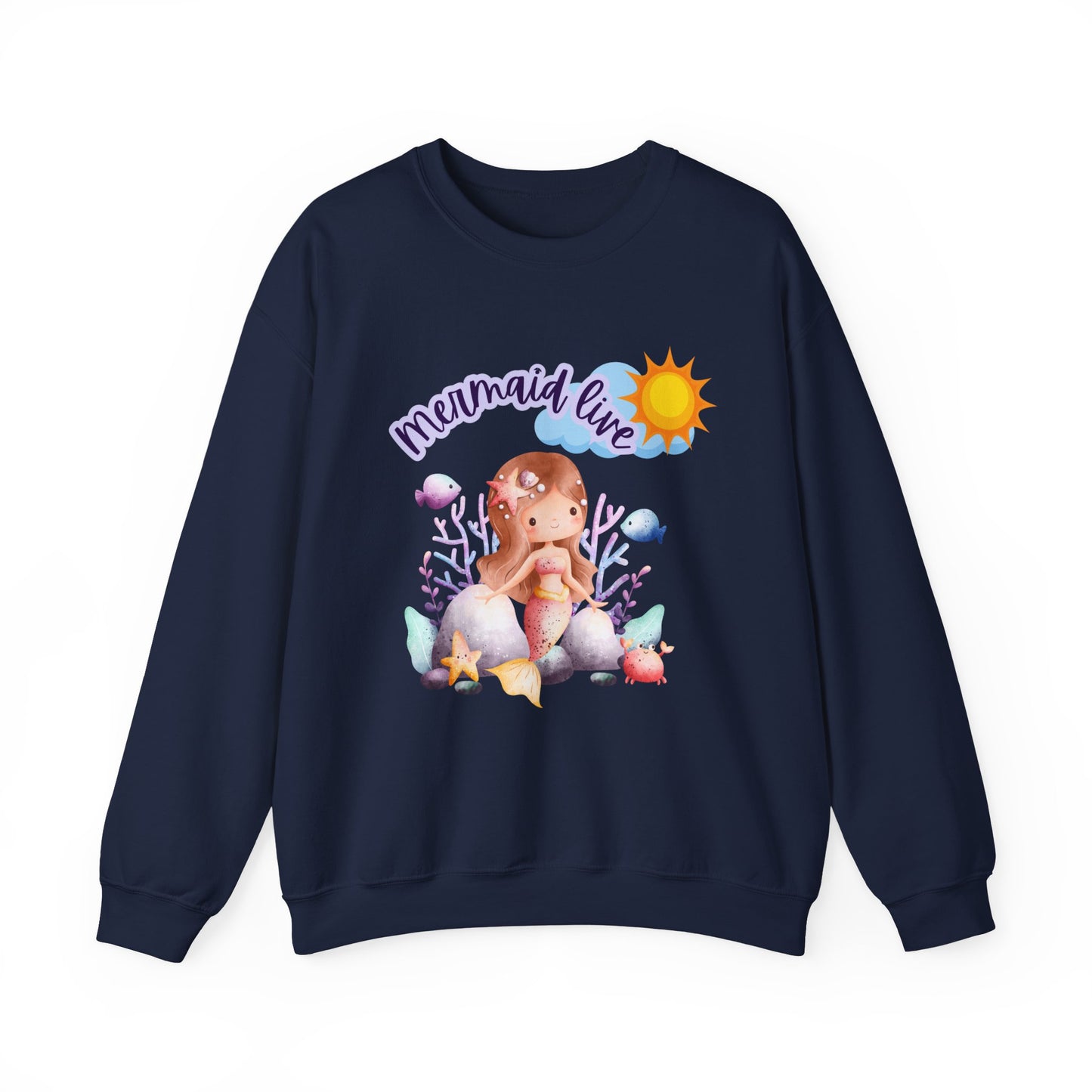 Mermaid Vibes Crewneck Sweatshirt | Cozy Gift for Sea Lovers, Beach Days, Casual Wear, Birthday, Summer