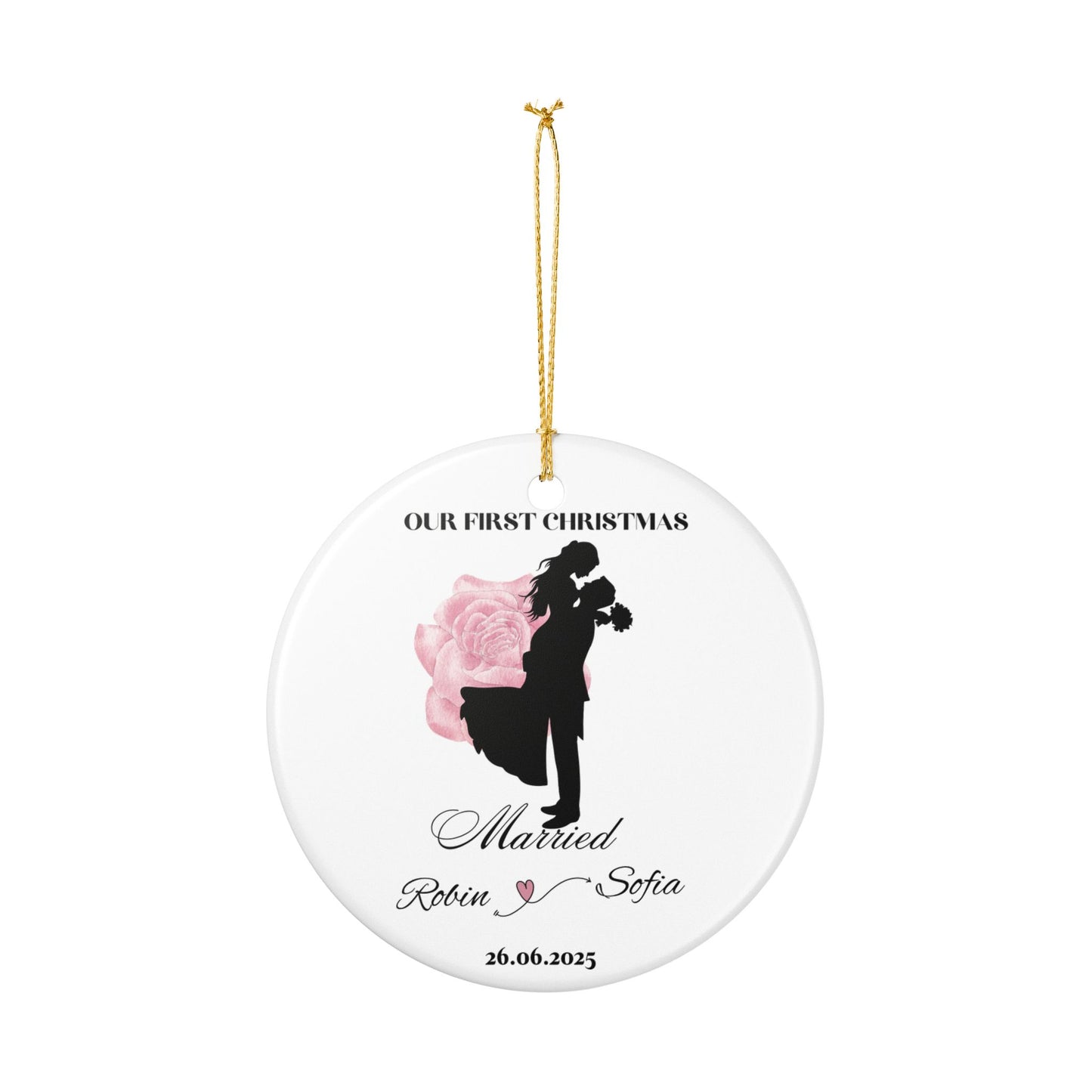 Personalized Wedding Ornament, Custom First Christmas Decoration, Couples Keepsake, Holiday Gift, Engagement Celebration