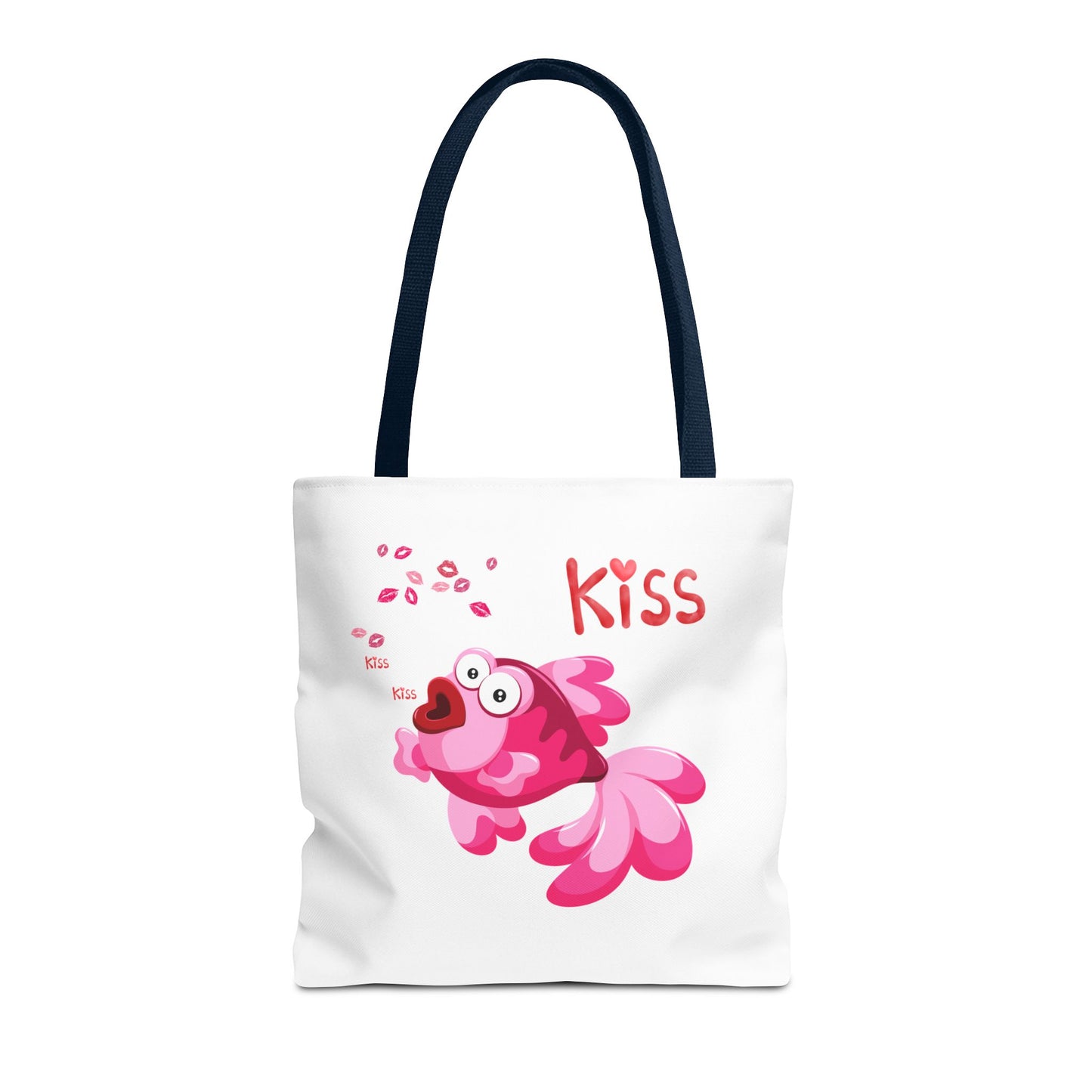 Pink fish with open mouth and kiss Tote Bag