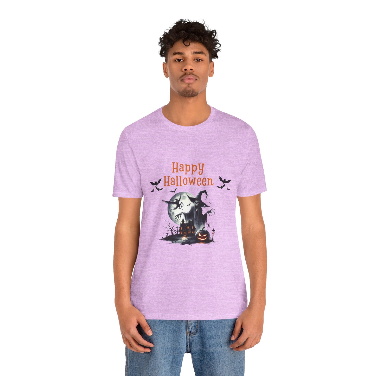 Happy Halloween Unisex Tee, Spooky T-Shirt, Halloween Gift, Fall Wardrobe Essential, Ghosts and Ghouls Vibe