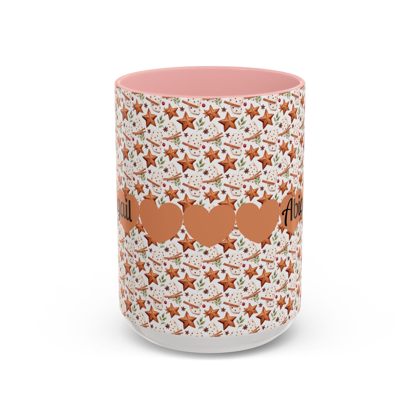 Personalized Accent Coffee Mug - Custom Gift, Floral Design, Heart Motif, Perfect for Birthdays, Anniversaries, Holidays