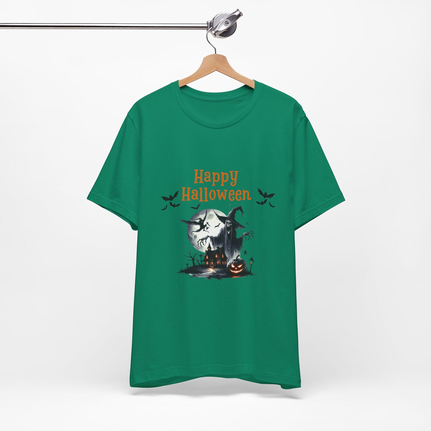 Happy Halloween Unisex Tee, Spooky T-Shirt, Halloween Gift, Fall Wardrobe Essential, Ghosts and Ghouls Vibe