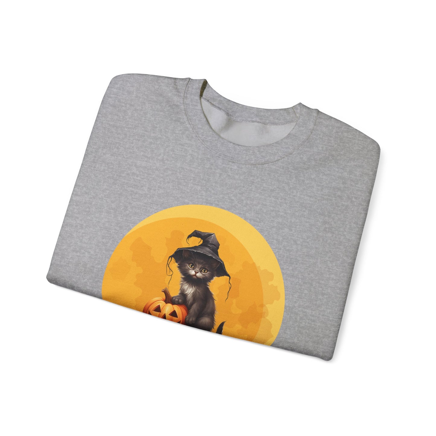 Halloween Cat Sweatshirt, Cozy Fall Sweater, Unisex Crewneck, Perfect for Halloween, Pet Lover Gift, Spooky Season Apparel