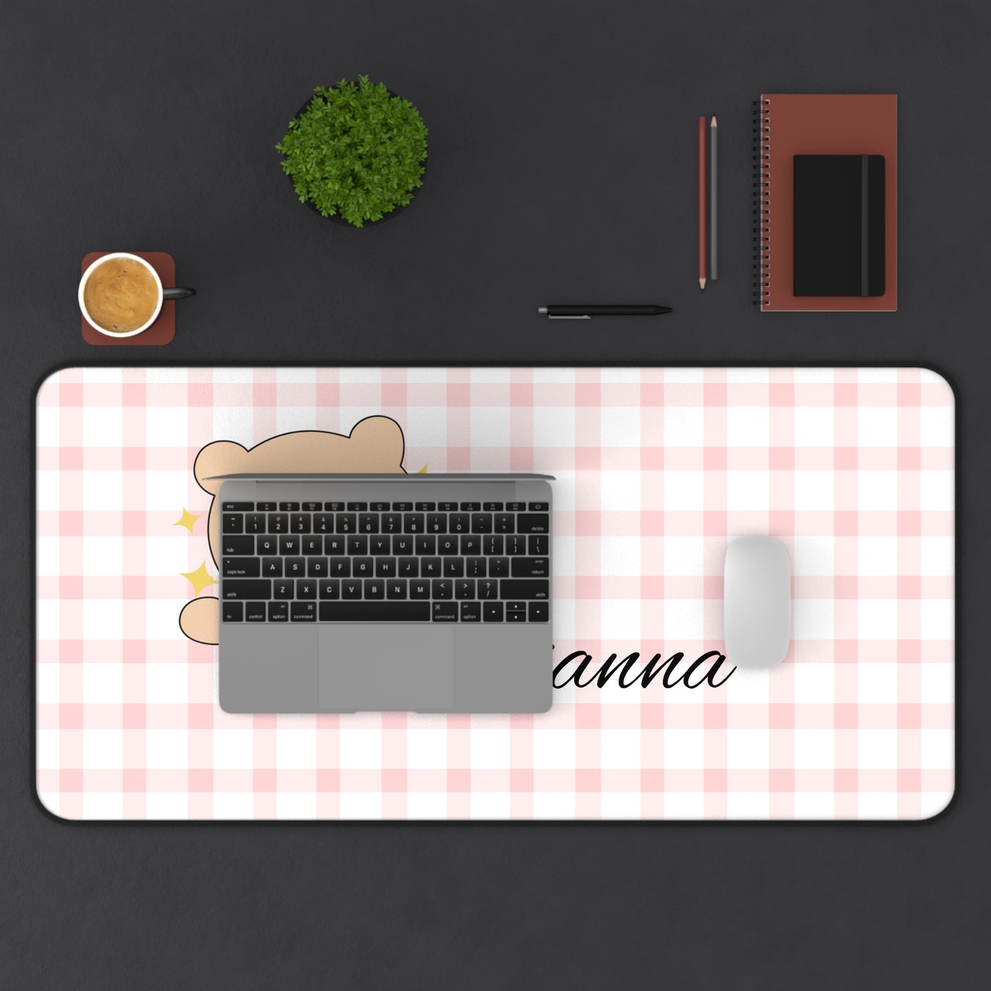 Personalized Cute Desk Mat with Bear Design, Custom Name Desk Pad, Office Decor, Gift for Students, Home Office Accessories