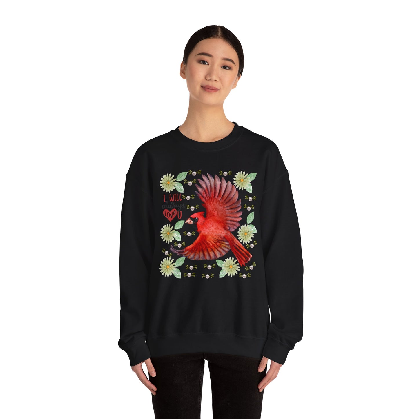 Colorful Cardinal Sweatshirt: Inspirational, Cozy Gift for Bird Lovers, Nature Enthusiasts, Eco-Friendly Apparel
