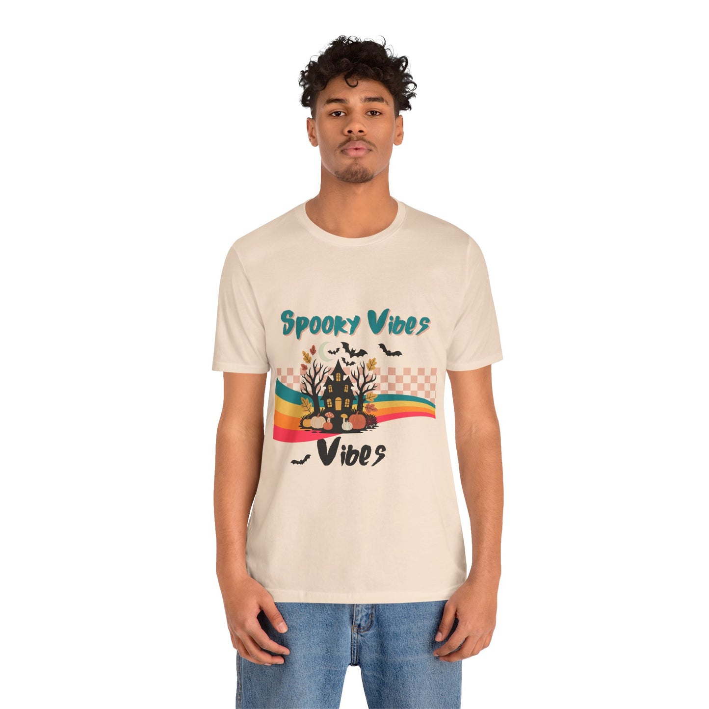 Spooky Vibes Graphic Tee, Unisex Halloween Shirt, Fall Fashion, Casual T-Shirt, Unique Gift for Halloween Lovers, Autumn Wardrobe Essential