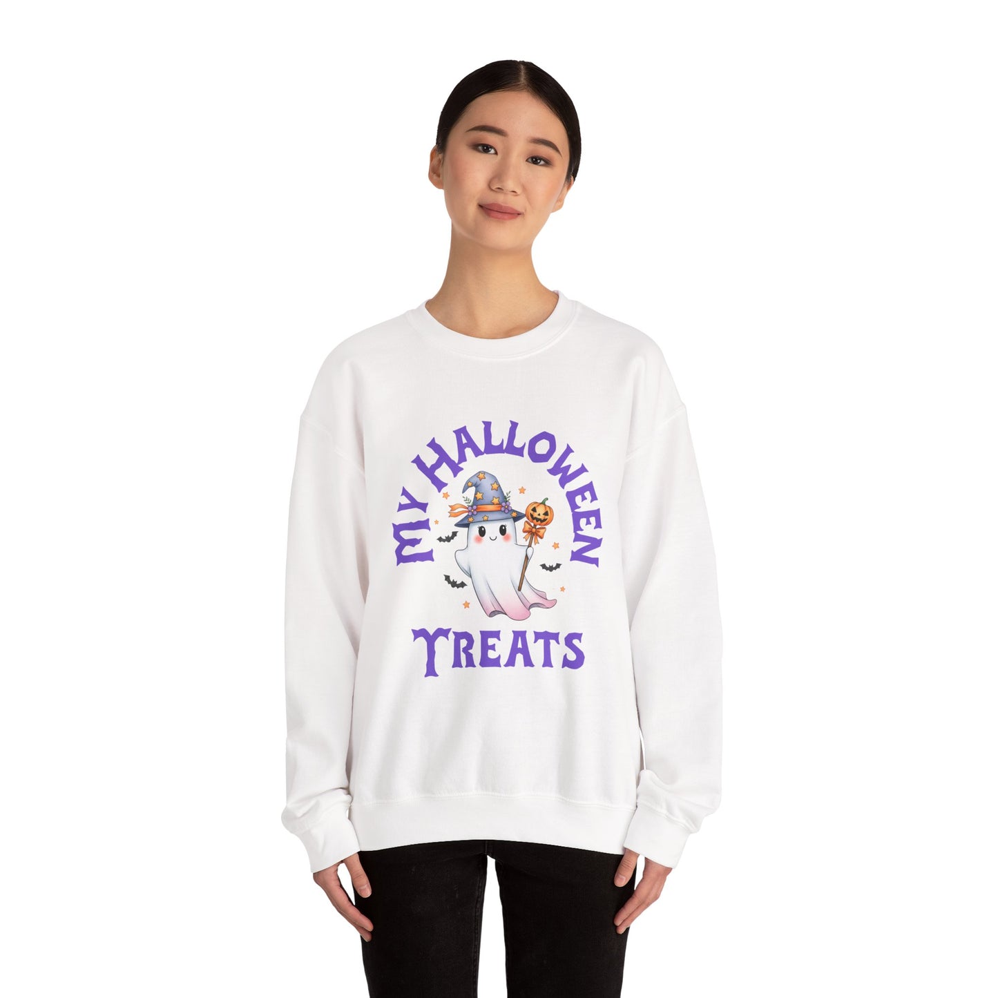 Halloween Ghost Crewneck Sweatshirt, Cozy Halloween Apparel, My Halloween Treats Sweatshirt, Fall Fashion, Spooky Season Gift