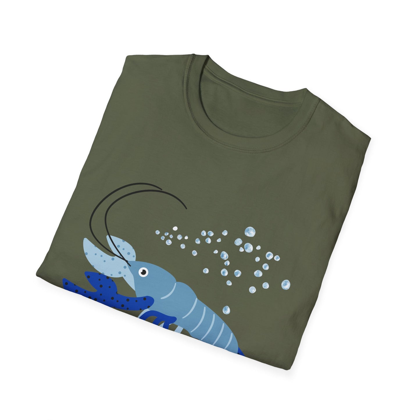 Blue Lobster Unisex Softstyle T-Shirt, Seafood Lover Tee, Summer Casual Wear, Beach T-Shirt, Gift for Foodies