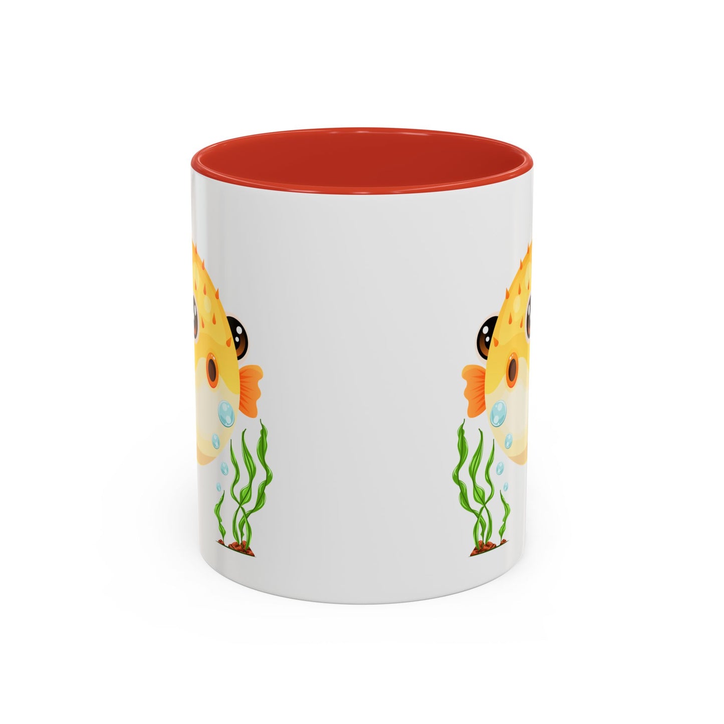 Cartoon Pufferfish with seaweed Coffee Mug