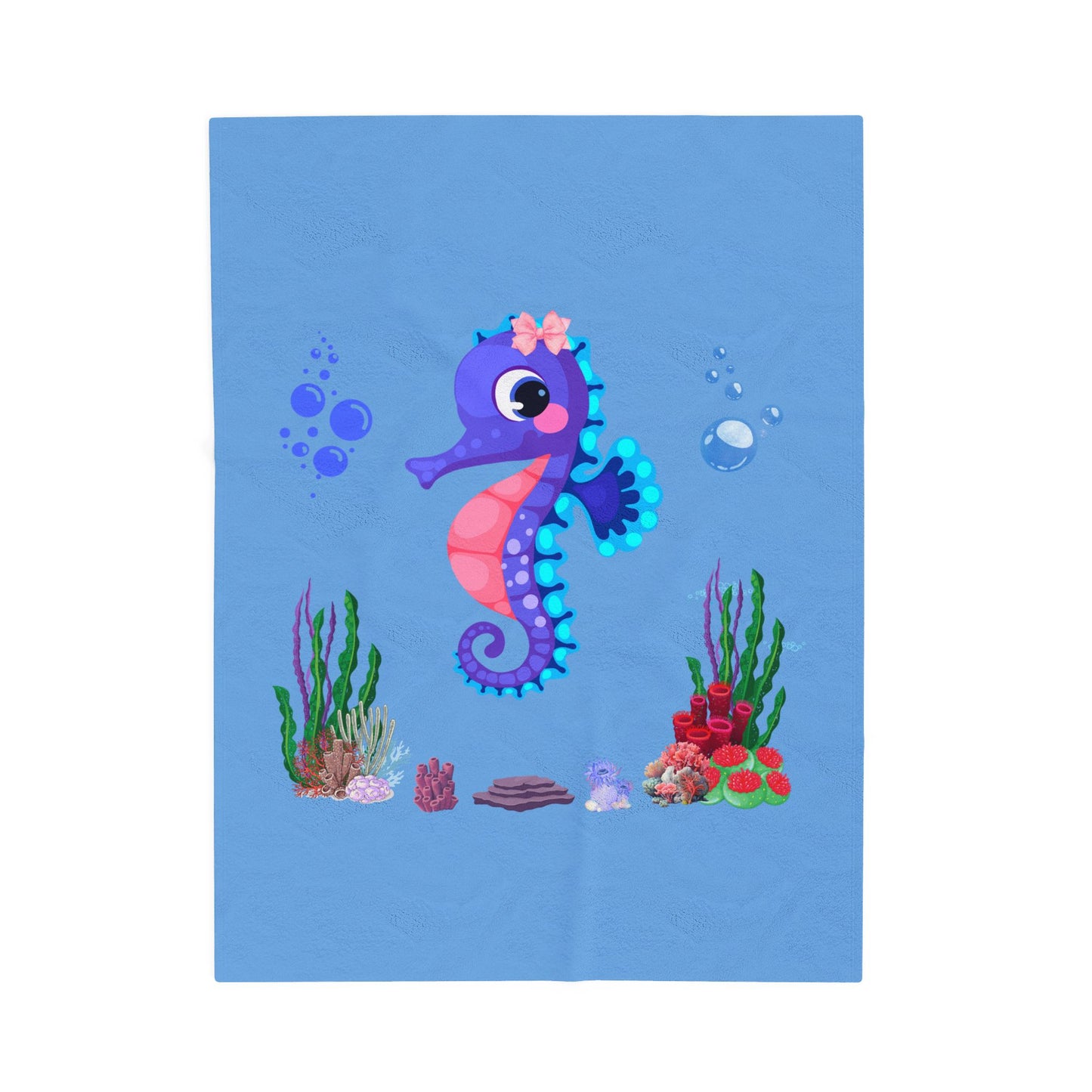 Seahores playful under the sea Velveteen Plush Blanket