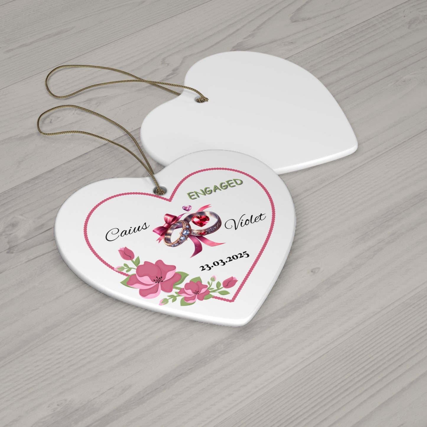 Custom Engagement Ornament, Heart-Shaped Keepsake, Personalized Gift, Wedding Decoration, Engagement Celebration, Unique Holiday Decor