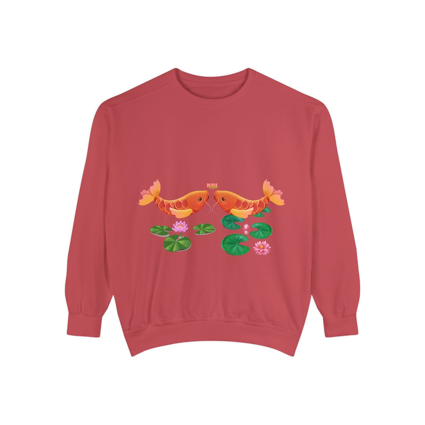 Golden koi fish with lotus flowers Unisex Garment-Dyed Sweatshirt