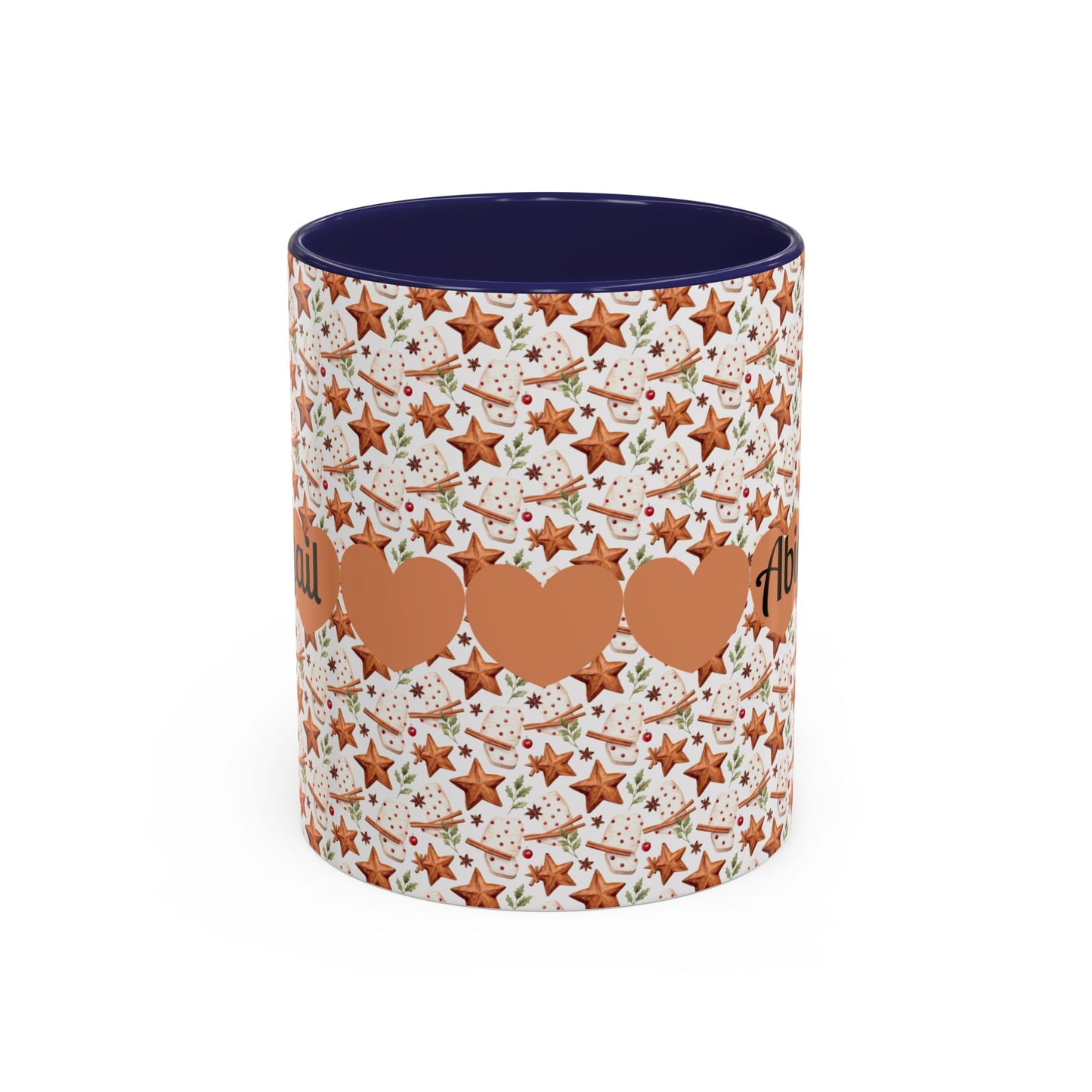 Personalized Accent Coffee Mug - Custom Gift, Floral Design, Heart Motif, Perfect for Birthdays, Anniversaries, Holidays