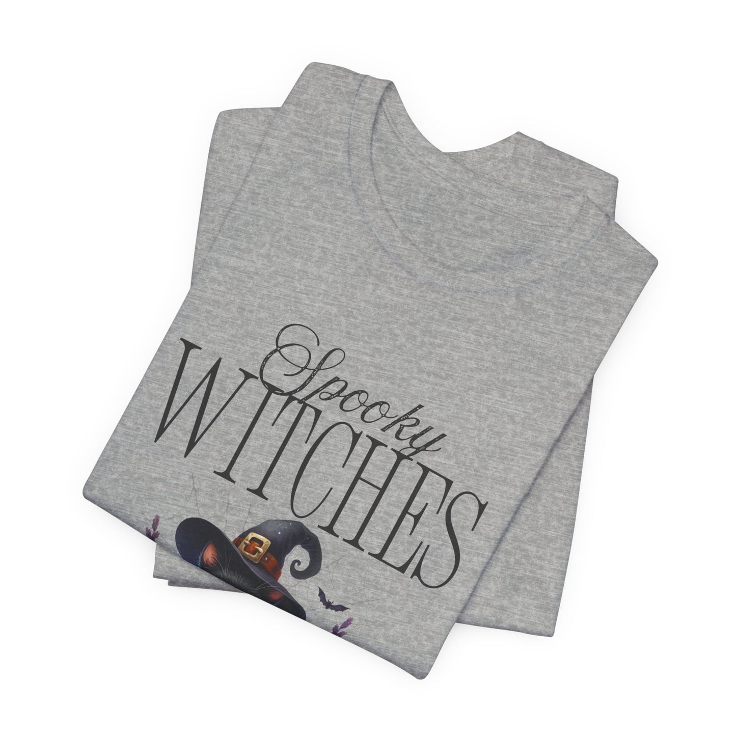 Spooky Witches Halloween Tee, Unisex Short Sleeve Shirt, Witch T-Shirt, Halloween Costume Top, Cat Lovers Gift, Fall Fashion