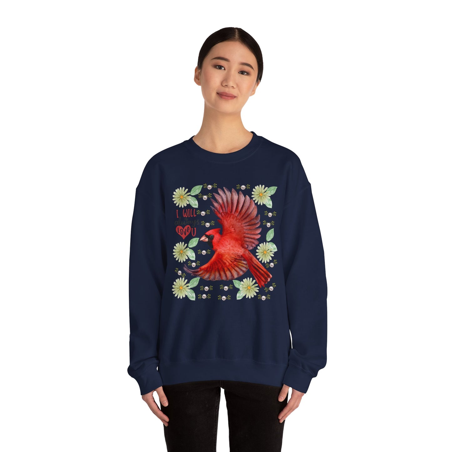 Colorful Cardinal Sweatshirt: Inspirational, Cozy Gift for Bird Lovers, Nature Enthusiasts, Eco-Friendly Apparel