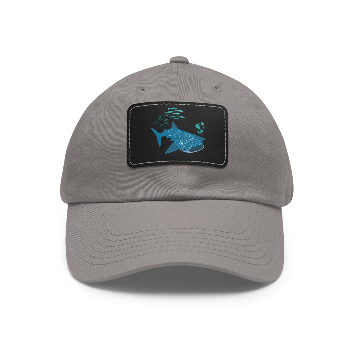 Whale Shark school of fish and buddles Dad Hat with Leather Patch (Rectangle)