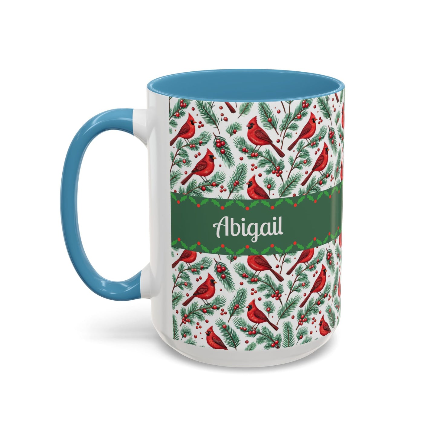 Personalized Holiday Coffee Mug, Festive Cardinal Mug, Custom Name Mug, Christmas Gift, Winter Decor, Drinkware