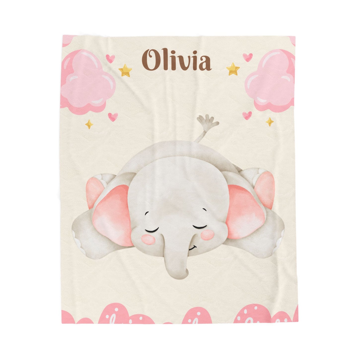 Personalized Baby Elephant Plush Blanket, Soft Nursery Throw, Gift for Newborn, Baby Shower, Child's Room Decor, Cozy Bedding