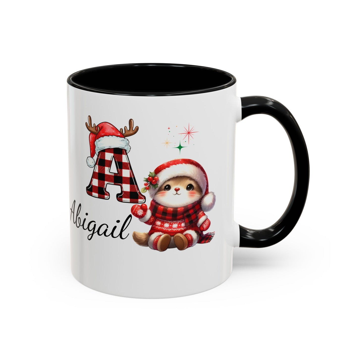 Festive Personalized Coffee Mug, Holiday Gift for Coffee Lovers, Custom Name Mug, Cute Animal Design, Perfect for Christmas