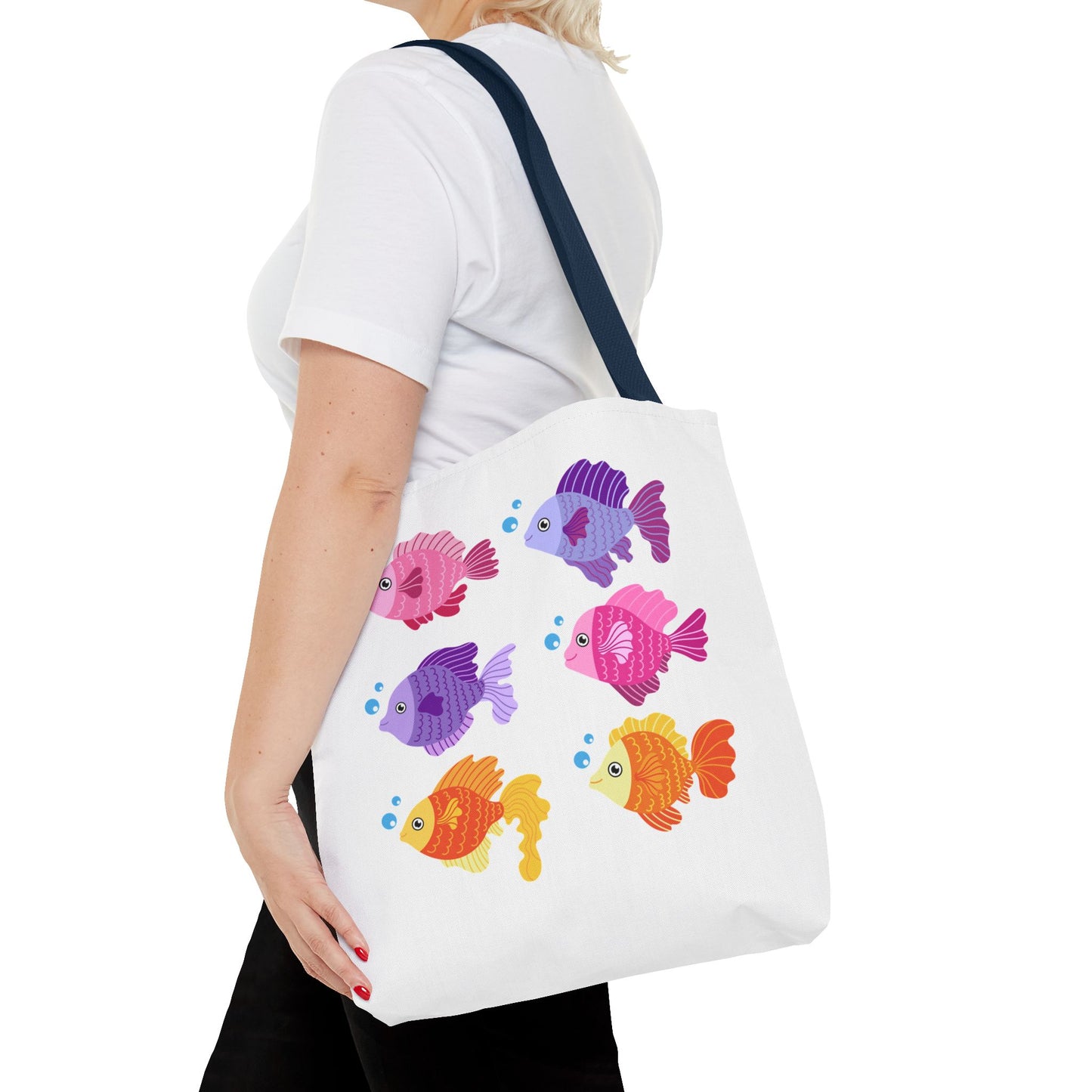 Six fish with cartoonish bubbles Tote Bag