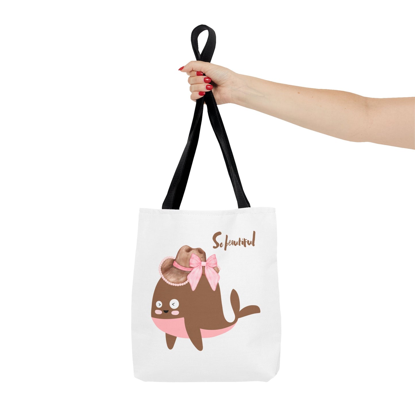 Whale wearing a cowboy hat with a pink bow Tote Bag