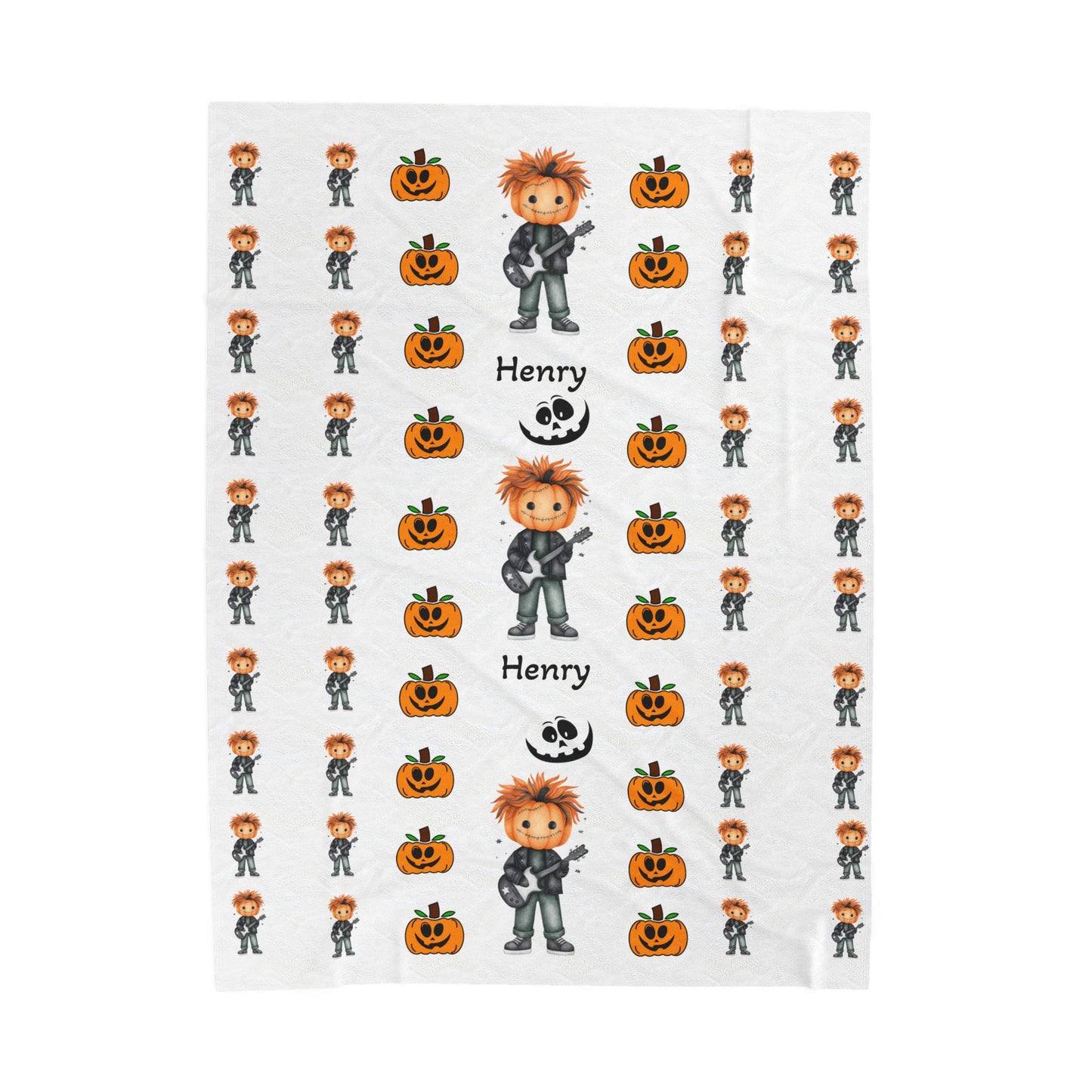 Spooky Fun Personalized Velveteen Plush Blanket, Halloween Throw Blanket, Cozy Gift for Kids, Seasonal Home Decor, Pumpkin & Monster Design