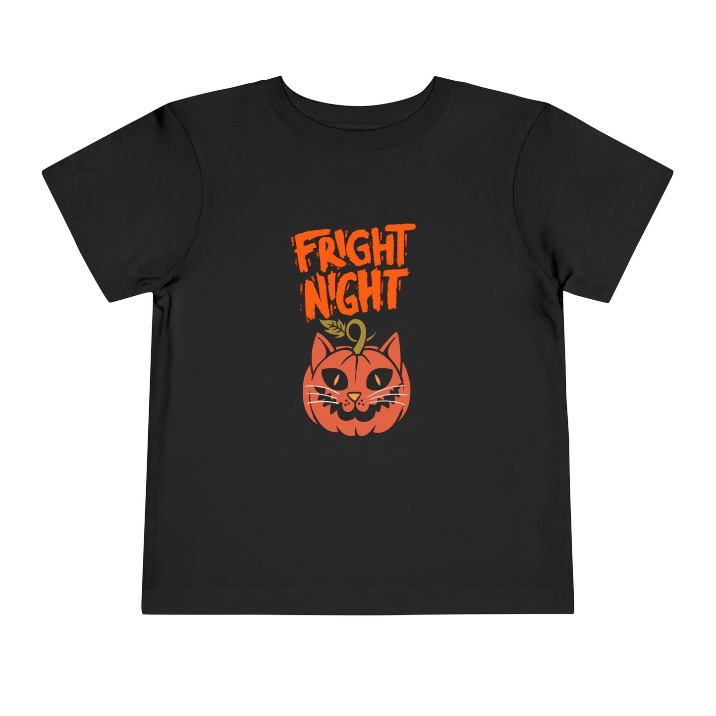 Cute Halloween Toddler Tee, 'Fright Night' Shirt, Kids Halloween Costume Top, Pumpkin Cat Graphic Tee, Spooky Toddler Outfit