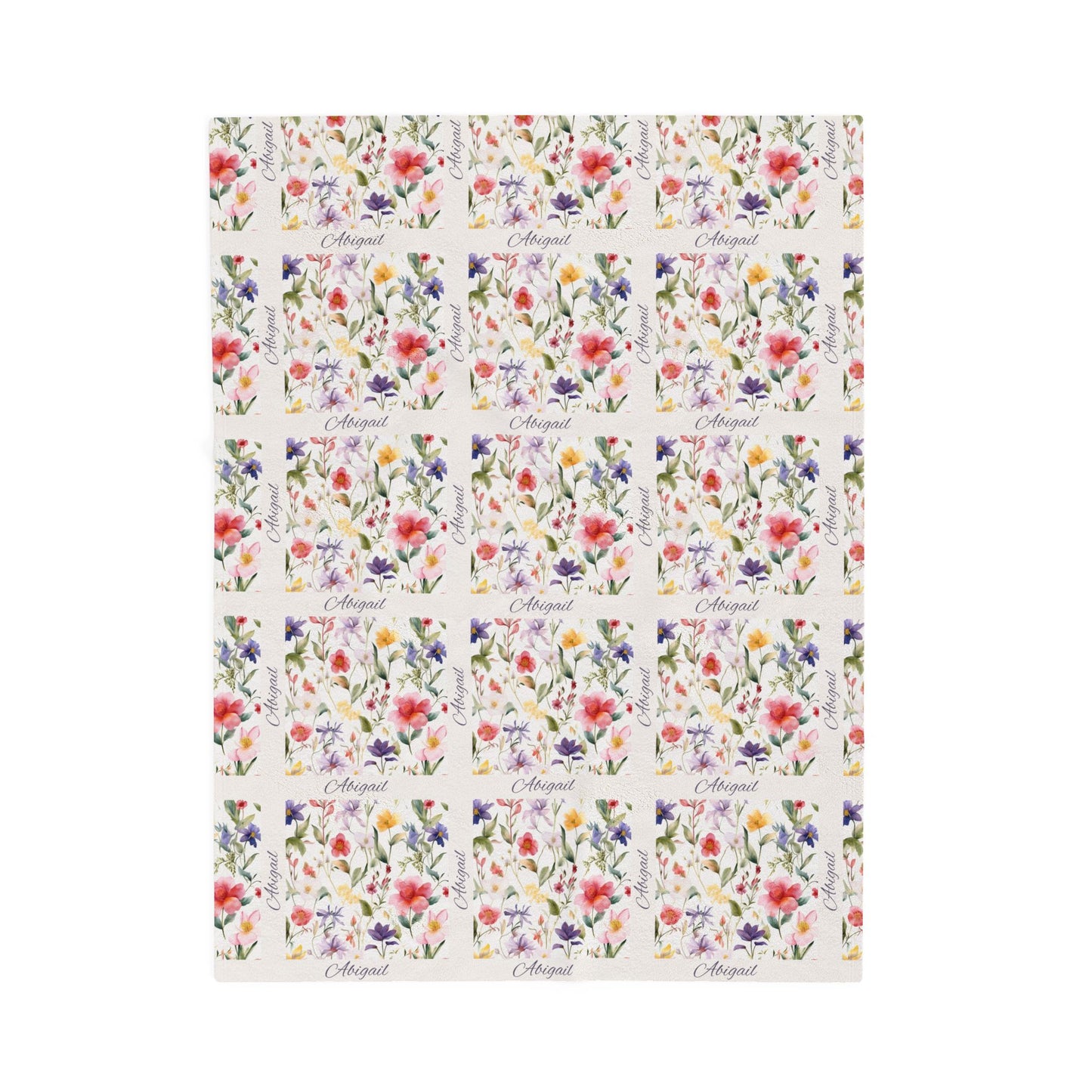 Floral Velveteen Plush Blanket - Cozy Decor for Home, Gift for Her, Wedding Present, Soft Touch for Kids, Spring Decor