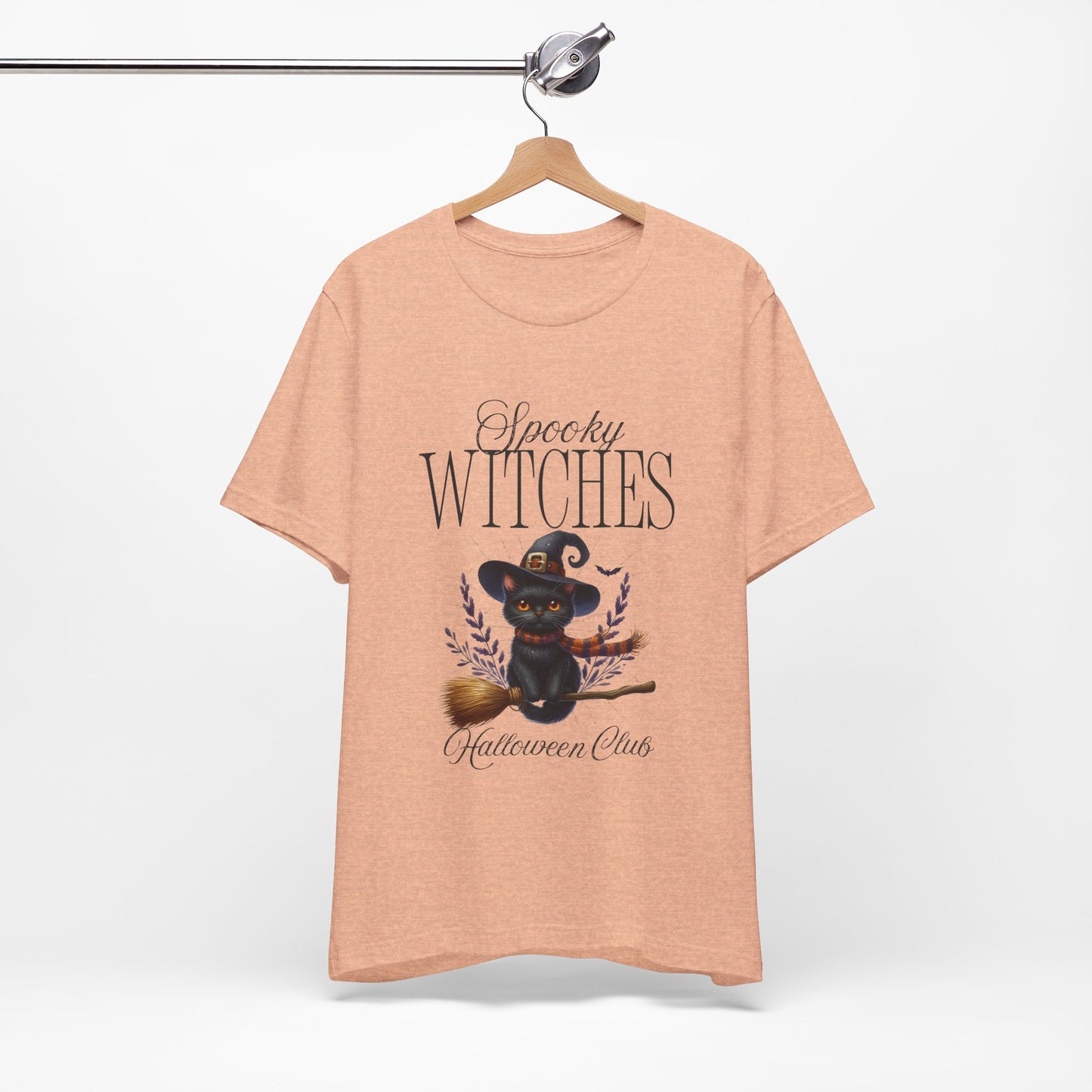 Spooky Witches Halloween Tee, Unisex Short Sleeve Shirt, Witch T-Shirt, Halloween Costume Top, Cat Lovers Gift, Fall Fashion