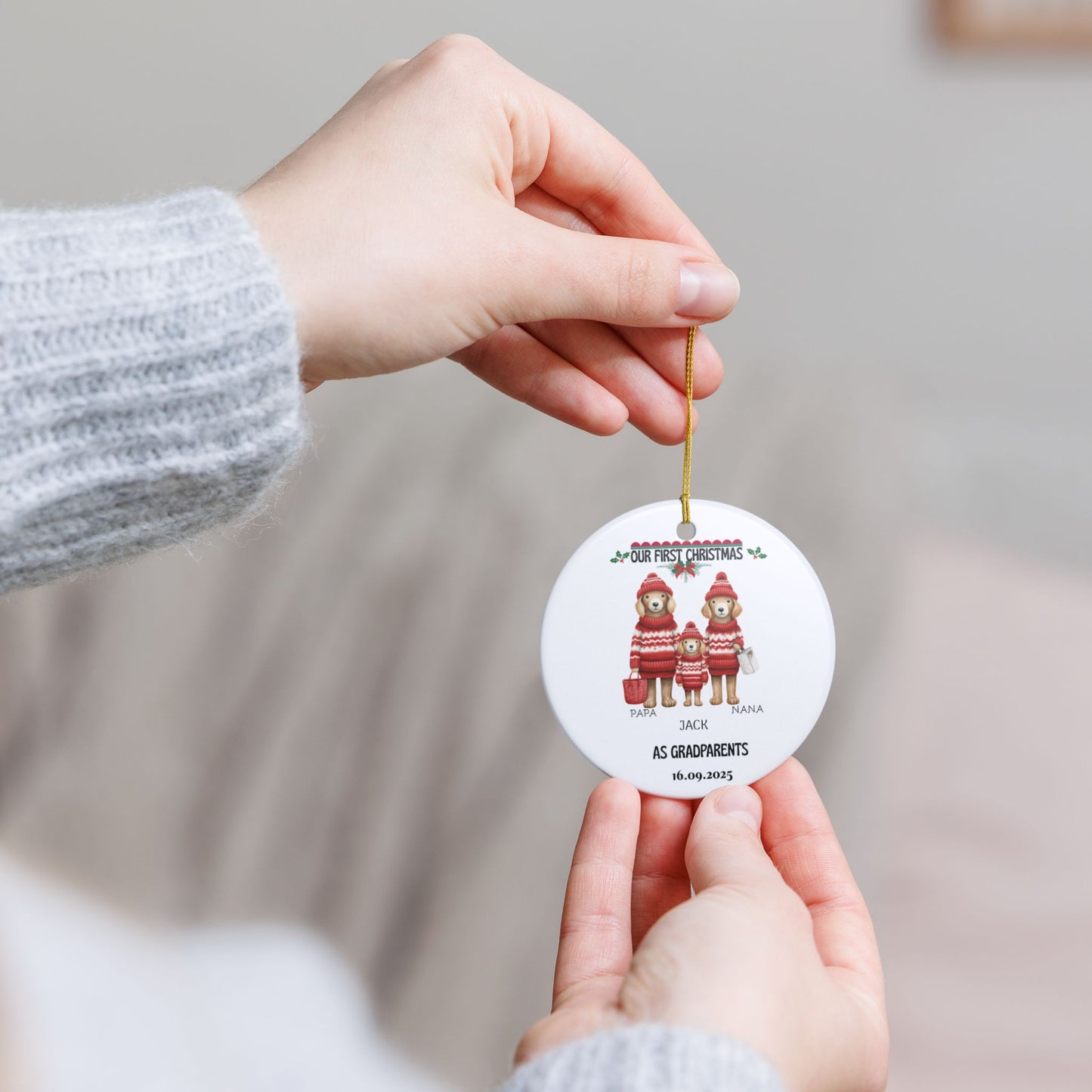 Personalized Christmas Ornament, Pet Family Decoration, 1st Christmas Gift, Custom Family Ornament, Holiday Decor