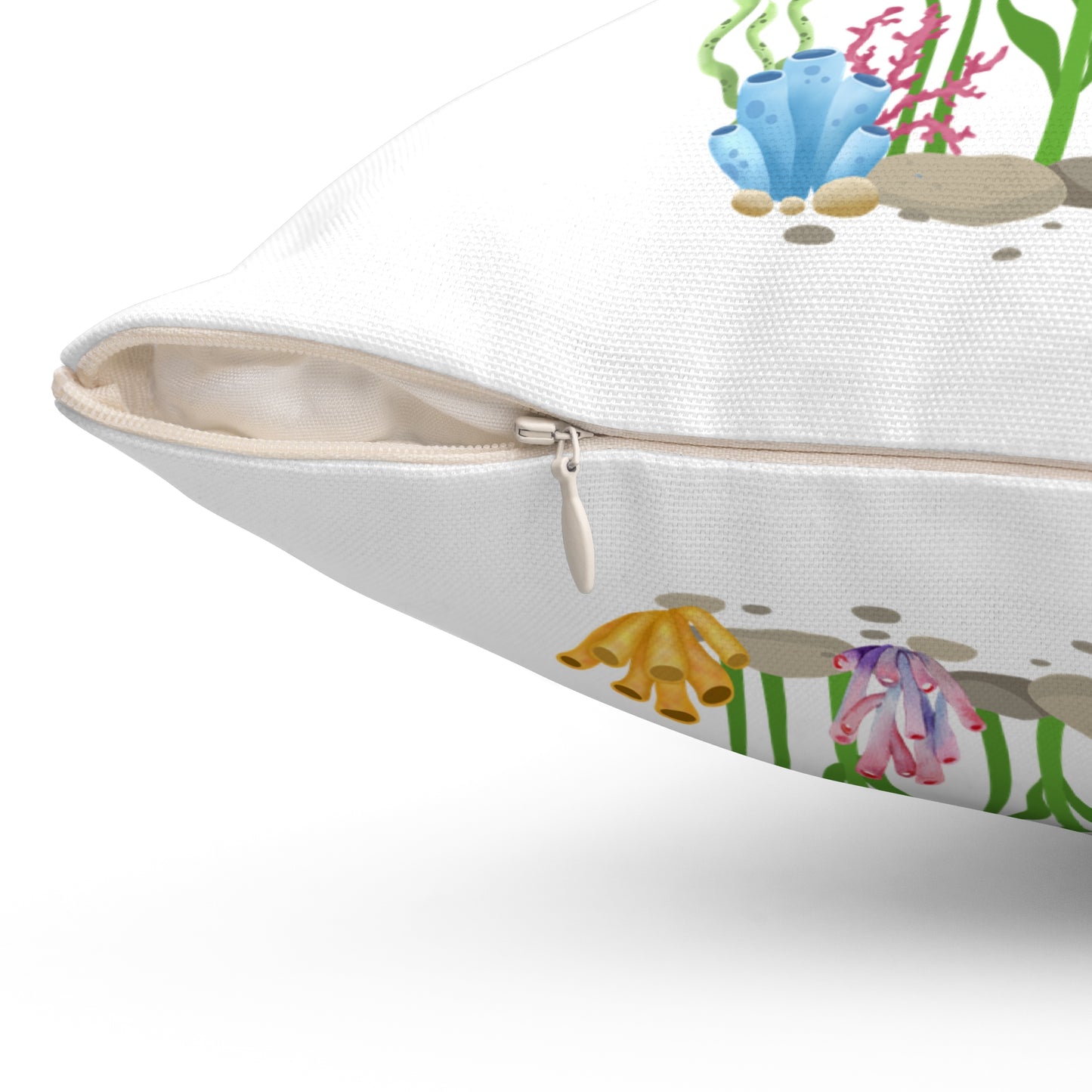 Two fish greet in underwater Spun Polyester Square Pillow