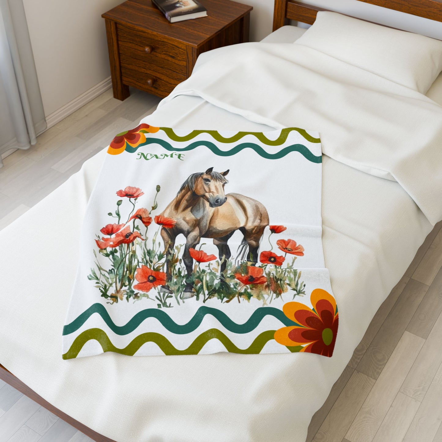 Personalized Horse-Themed Velveteen Plush Blanket, Cozy Throw for Horse Lovers, Warm Gift for Birthdays, Home Decor, Kids' Room